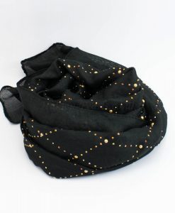 Deluxe Pearl & Gems Wedding Hijab - Black 2 - Hidden Pearls