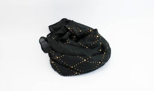 Deluxe Pearl & Gems Wedding Hijab - Black 2 - Hidden Pearls