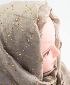 Deluxe Pearl & Gems Wedding Hijab - Champagne - Hidden Pearls