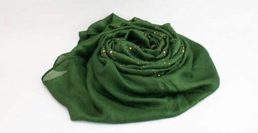 Deluxe Pearl & Gems Wedding Hijab - Emerald 2 - Hidden Pearls