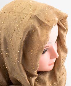 Deluxe Pearl & Gems Wedding Hijab - Gold - Hidden Pearls