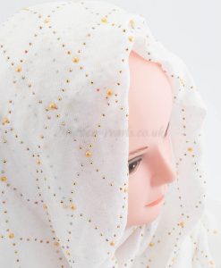 Deluxe Pearl & Gems Wedding Hijab - White - Hidden Pearls