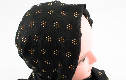 Deluxe Scattered Bliss Wedding Hijab - Black 2 - Hidden Pearls