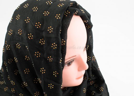 Deluxe Scattered Bliss Wedding Hijab - Black - Hidden Pearls