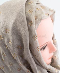 Deluxe Scattered Bliss Wedding Hijab - Champagne - Hidden Pearls
