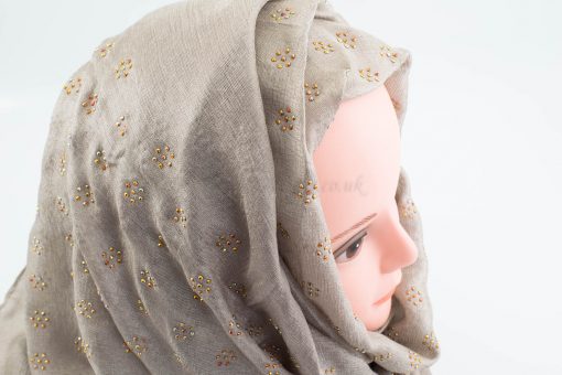 Deluxe Scattered Bliss Wedding Hijab - Champagne - Hidden Pearls
