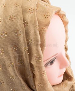 Deluxe Scattered Bliss Wedding Hijab - Deep Gold - Hidden Pearls