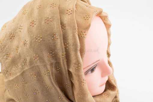 Deluxe Scattered Bliss Wedding Hijab - Deep Gold - Hidden Pearls