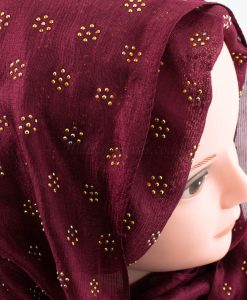 Deluxe Scattered Bliss Wedding Hijab - Garnet 3- Hidden Pearls
