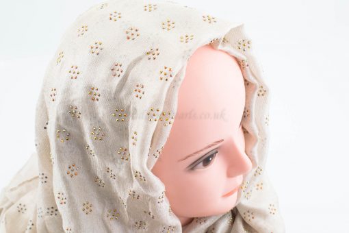 Deluxe Scattered Bliss Wedding Hijab - Ivory - Hidden Pearls