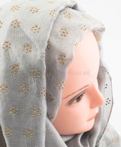Deluxe Scattered Bliss Wedding Hijab - Silver - Hidden Pearls