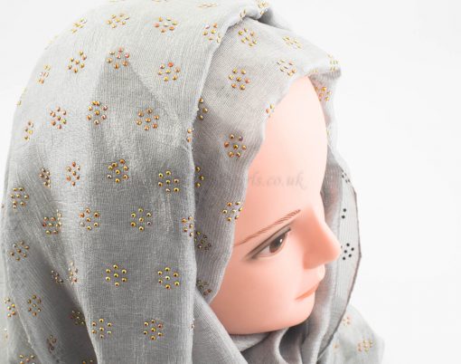 Deluxe Scattered Bliss Wedding Hijab - Silver - Hidden Pearls
