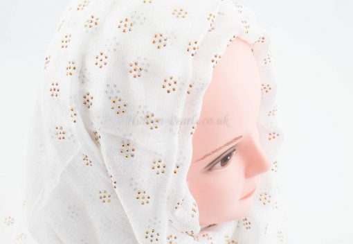 Deluxe Scattered Bliss Wedding Hijab - White - Hidden Pearls