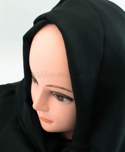 Deluxe Silk Gem Border Hijab - Black 2 - Hidden Pearls