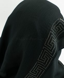 Deluxe Silk Gem Border Hijab - Black Border - Hidden Pearls