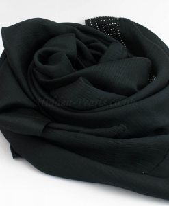 Deluxe Silk Gem Border Hijab - Black - Hidden Pearls