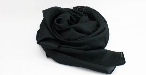 Deluxe Silk Gem Border Hijab - Black - Hidden Pearls