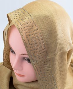 Deluxe Silk Gem Border Hijab - Deep Gold 2 - Hidden Pearls