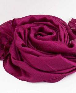 Deluxe Silk Gem Border Hijab - Fuschia - Hidden Pearls