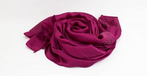 Deluxe Silk Gem Border Hijab - Fuschia - Hidden Pearls