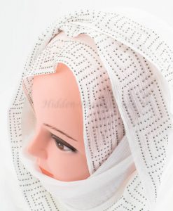 Deluxe Silk Gem Border Hijab - White - Hidden Pearls