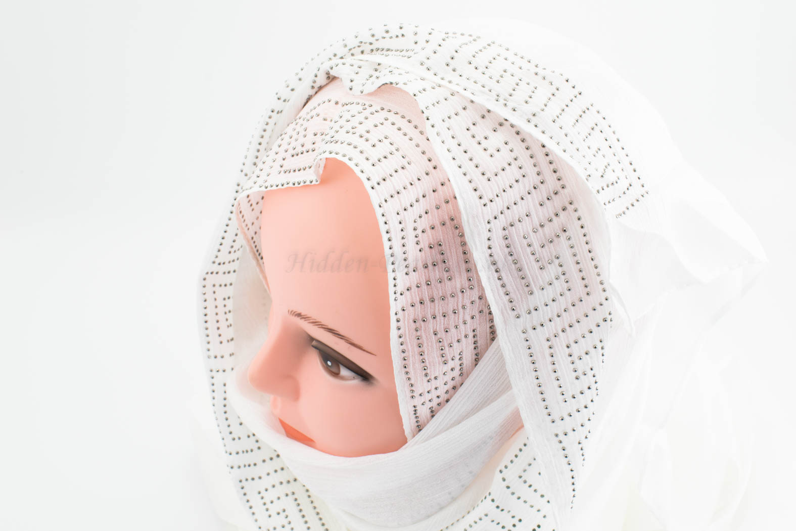 Deluxe Silk Gem Border Hijab Hidden Pearls 