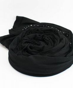 Diamante Jersey Hijab - Black 2 - Hidden Pearls