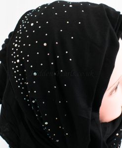 Diamante Jersey Hijab - Black - Hidden Pearls