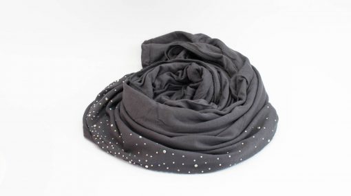 Diamante Jersey Hijab - Charcoal 2- Hidden Pearls