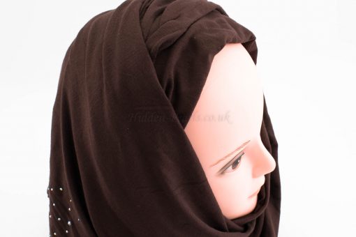 Diamante Jersey Hijab - Chocolate - Hidden Pearls