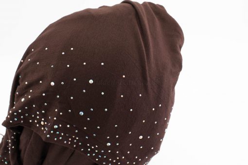 Diamante Jersey Hijab - Chocolate back - Hidden Pearls
