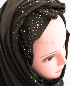 Diamante Jersey Hijab - Dark Chocolate - Hidden Pearls