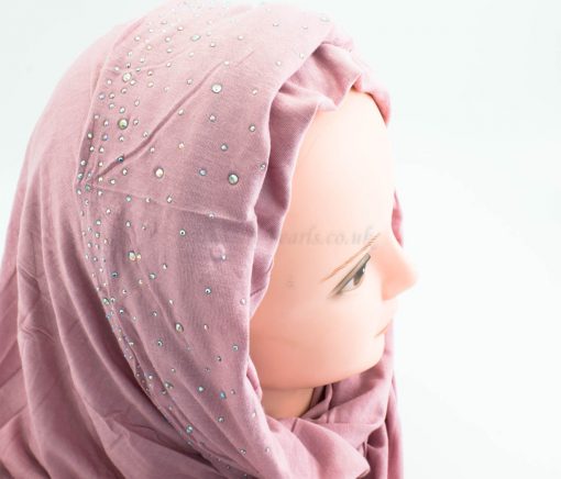 Diamante Jersey Hijab - Dusky Pink 2 - Hidden Pearls