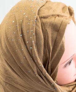 Diamante Jersey Hijab - Coffee - Hidden Pearls