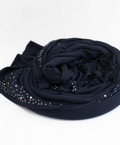Diamante Jersey Hijab - Midnight Blue 2 - Hidden Pearls
