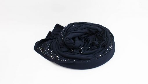 Diamante Jersey Hijab - Midnight Blue 2 - Hidden Pearls