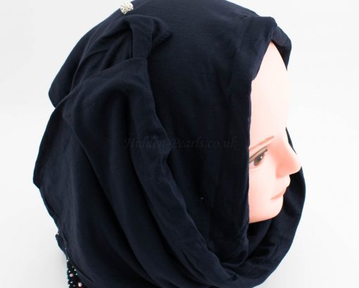 Diamante Jersey Hijab - Midnight Blue - Hidden Pearls