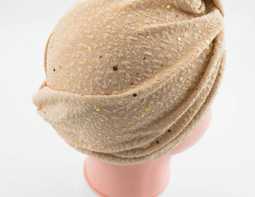 Glitter Turban - Champagne Back - Hidden Pearls