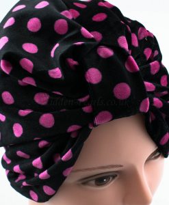 Velvet Polka Dot Turban - Black - Hidden Pearls