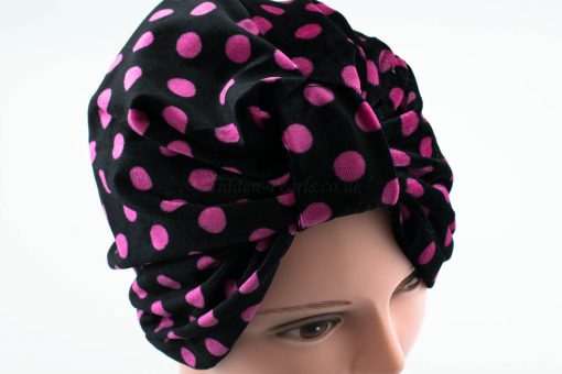 Velvet Polka Dot Turban - Black - Hidden Pearls