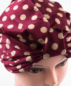 Velvet Polka Dot Turban - Maroon - Hidden Pearls