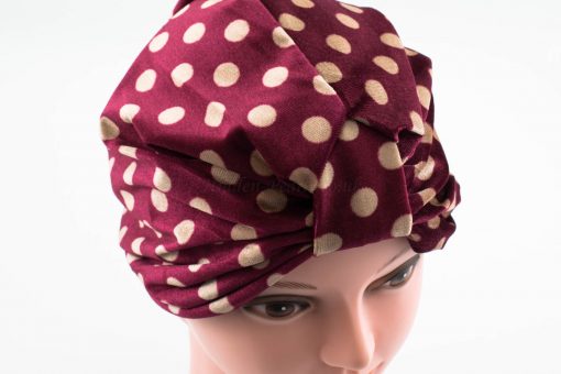 Velvet Polka Dot Turban - Maroon - Hidden Pearls