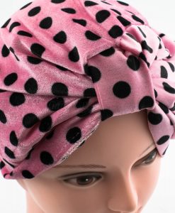 Velvet Polka Dot Turban - Spanish Pink - Hidden Pearls