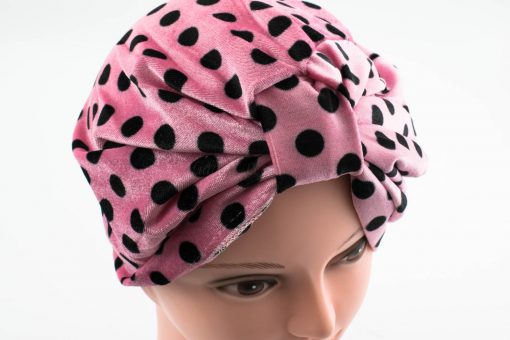 Velvet Polka Dot Turban - Spanish Pink - Hidden Pearls