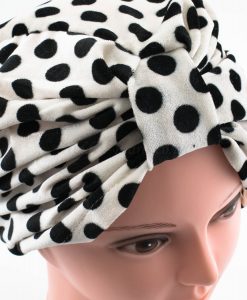 Velvet Polka Dot Turban - White - Hidden Pearls