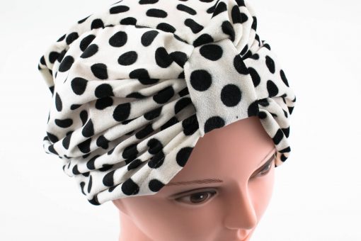 Velvet Polka Dot Turban - White - Hidden Pearls