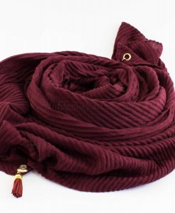 Leather Tassel Hijab Burgundy 1