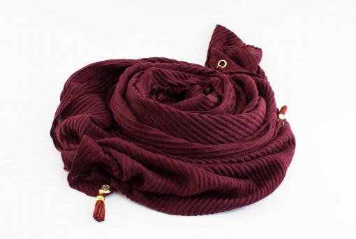 Leather Tassel Hijab Burgundy 1