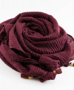 Leather Tassel Hijab Burgundy 3