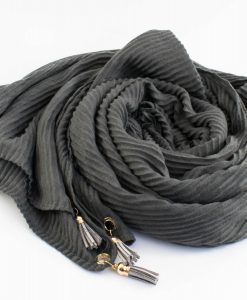 Leather Tassel Hijab Dark Grey